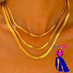 Gold Herringbone Necklace | Gold Flat Chain Necklace